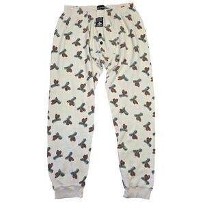 Vintage Joe Boxer Mens Cream Pinecone Waffle Knit Thermal Pajama Pants M Y2k